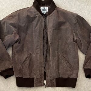 City Streets Men's Dark Brown Suede Bomber Jacket